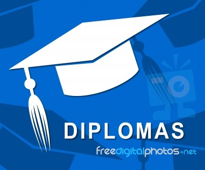 Diplomas Mortarboard Shows Qualifications Degrees And University… Stock Image