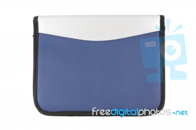 Direct Blue Fabric Cover Notebook On White Background Stock Photo