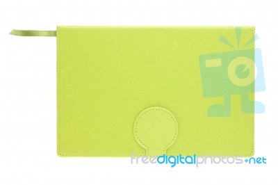 Direct Notebook Grain Green Cover Closed On White Background Stock Photo