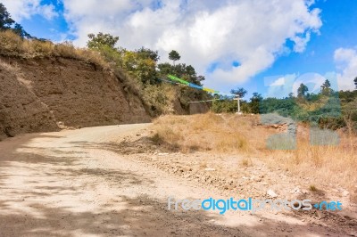 Dirt Road In The Mountains Near San Luis Jilotepeque, Guatemala Stock Photo