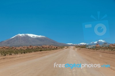 Dirt Road To Highlands Of Andes, Bolivia Stock Photo