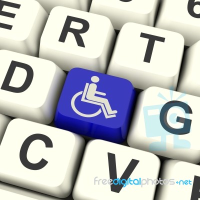 Disabled Key Shows Wheelchair Access Or Handicapped Stock Image