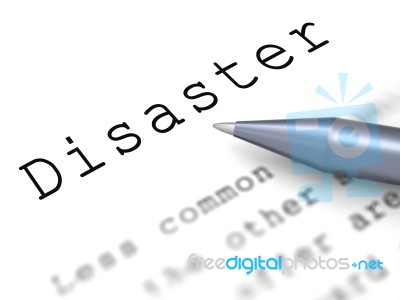 Disaster Word Means Emergency Calamity And Crisis Stock Image