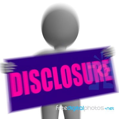 Disclosure Sign Character Displays Legal Communication And Infor… Stock Image