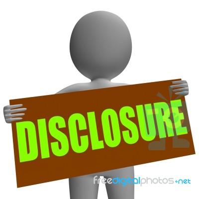 Disclosure Sign Character Shows Legal Communication And Informat… Stock Image