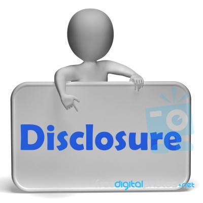 Disclosure Sign Shows Announcement Admission On Revelation Stock Image Disclosure Sign Shows Announcement Admission On Revelation Stock Image