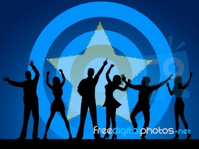 Disco Silhouette Indicates Dance Celebration And Persons Stock Image