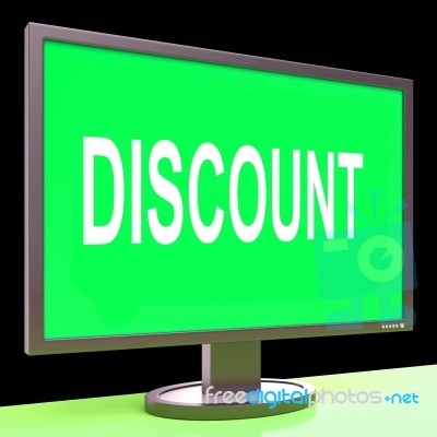 Discount Screen Shows Promotion Sale Discounts Or Clearance Stock Image