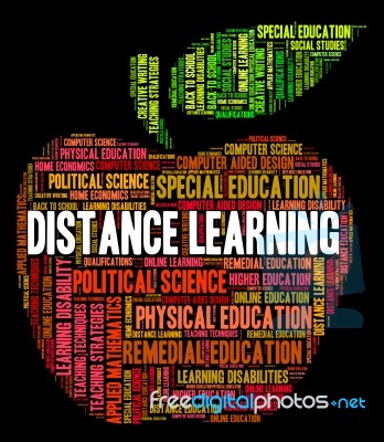 Distance Learning Words Indicates Correspondence Course And Deve… Stock Image