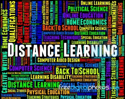 Distance Learning Words Represents Correspondence Course And Dev… Stock Image