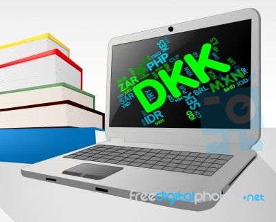 Dkk Currency Means Worldwide Trading And Coinage Stock Image