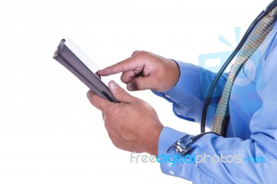 Doctor And Tablet Stock Photo