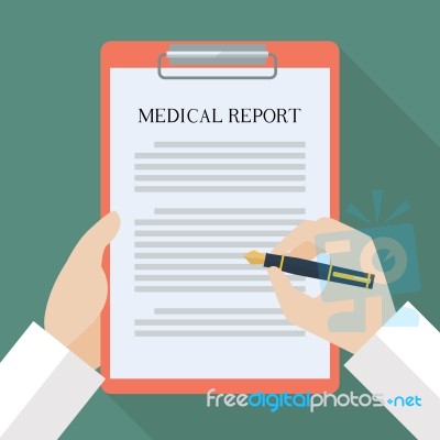 Doctor Hand Writing On Medical Report Stock Image