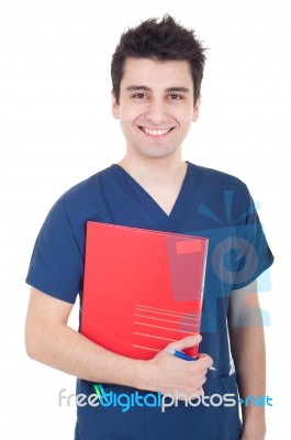 Doctor Holding Folder Stock Photo