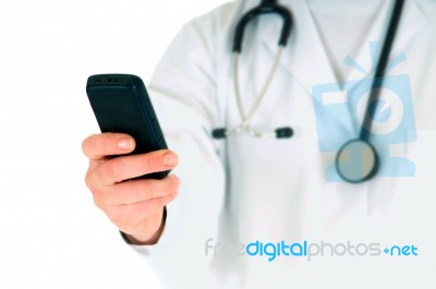 Doctor Holding Iphone Smartphone  Stock Photo