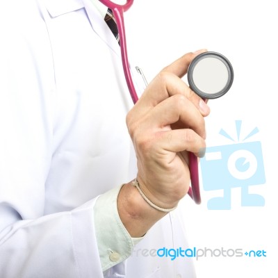 Doctor Holding Stethoscope Stock Photo