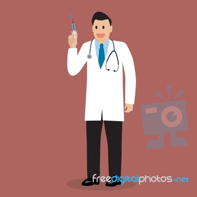Doctor Holding Syringe Stock Image