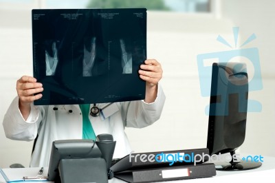 Doctor Holding X Ray Stock Photo
