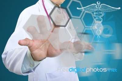Doctor Touching For Treatment Stock Photo