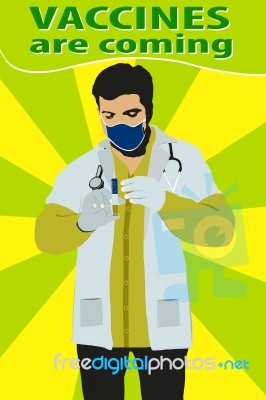 Doctor Wearing A Face Mask Protect From The Corona Virus, Illustration ,