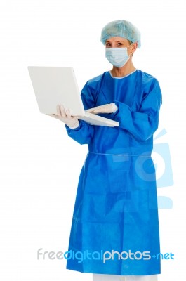 Doctor With Laptop Stock Photo