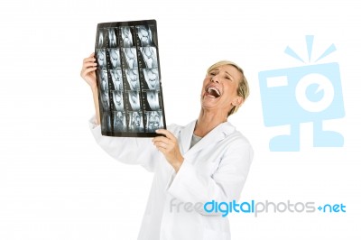 Doctor Woman Holding Radiography Stock Photo
