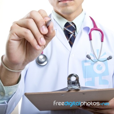 Doctor Write Something Stock Photo