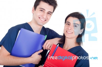 Doctors Team Holding Folders Stock Photo