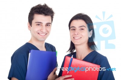 Doctors Team Holding Folders Stock Photo