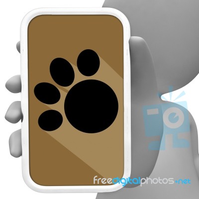 Dogs Online Means Mobile Phone 3d Rendering Stock Image