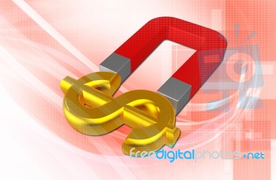 Dollar And Magnet Stock Image