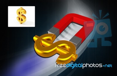 Dollar And Magnet Stock Image