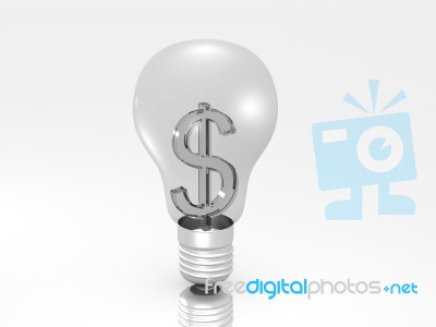 Dollar Inside Light Bulb Stock Image