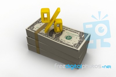 Dollar Notes With Percentage Sign Stock Image