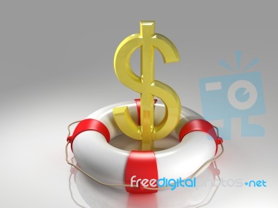 Dollar Sign In The Lifebuoy Stock Image