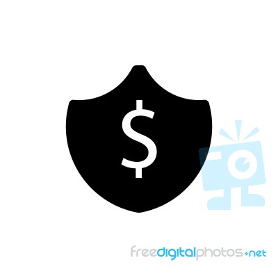 Dollar Sign Shield Symbol Icon  Illustration On Whit Stock Image