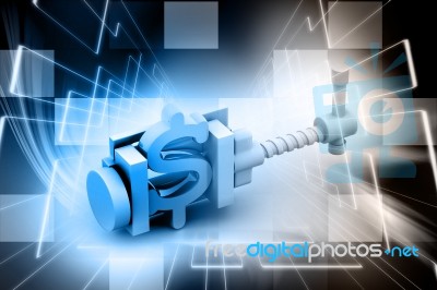 Dollar Symbol Being Squeezed In A Vice Stock Image