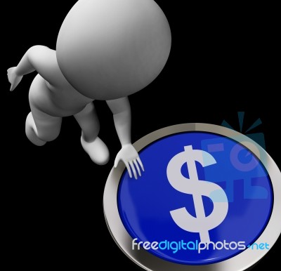 Dollar Symbol Button Shows Money Or Investments Stock Image