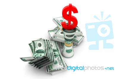 Dollar Symbol On Currency Stock Image