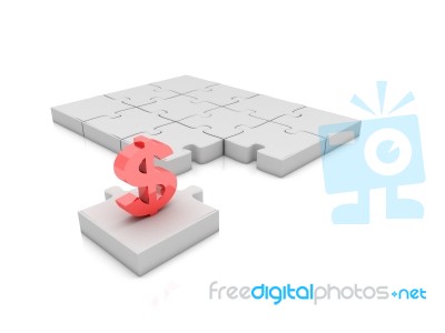Dollar Symbol On Jigsaw Stock Image