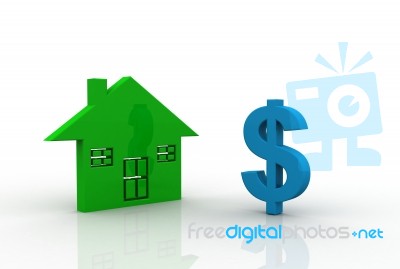 Dollar Symbol With House Sign Stock Image
