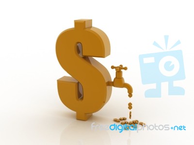 Dollar With Tap Stock Image