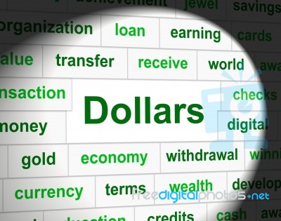 Dollars Finances Shows Bank Investment And Usd Stock Image