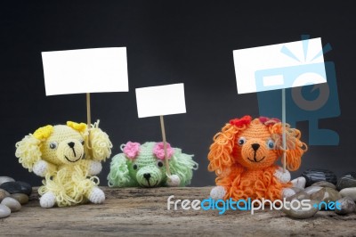 Dolls Dog On Rally Holding A Placard Stock Photo