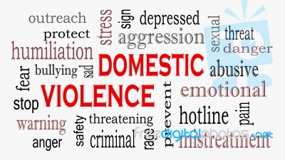 Domestic Violence And Abuse Concept Word Cloud Background Stock Image