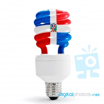 Dominican Republic Flag On Lamp Stock Photo