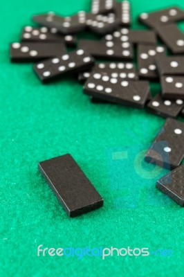 Dominos On Green Baize Casino Stock Photo