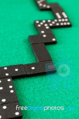 Dominos On Green Baize Casino Stock Photo