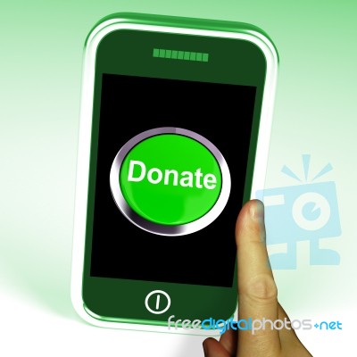 Donate Button On Mobile Screen Stock Image