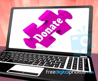 Donate Laptop Shows Charity Donating Donations And Fundraising Stock Image